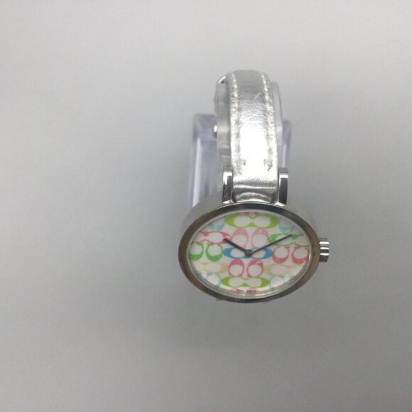 Coach Signature Watch Women 33mm Logo Dial Silver Tone Leather Band New Battery main image 12